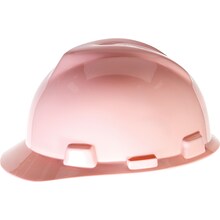 Mine Safety Appliances V-Gard Polyethylene 4-Point Ratchet Suspension Short Brim Hard Hat, Pink (495