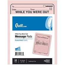 Quill Brand® While-You-Were-Out Message Pads, 5-1/2 x 4-1/4, 50 Sheets/Pad, 12 Pads/Pack (792001)