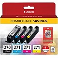 Canon 270/271 Black/Cyan/Magenta/Yellow Standard Yield Ink Cartridge, 4/Pack (0373C005)