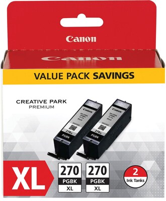 Canon 270 XL Black High Yield Ink, 2/Pack (0319C005)