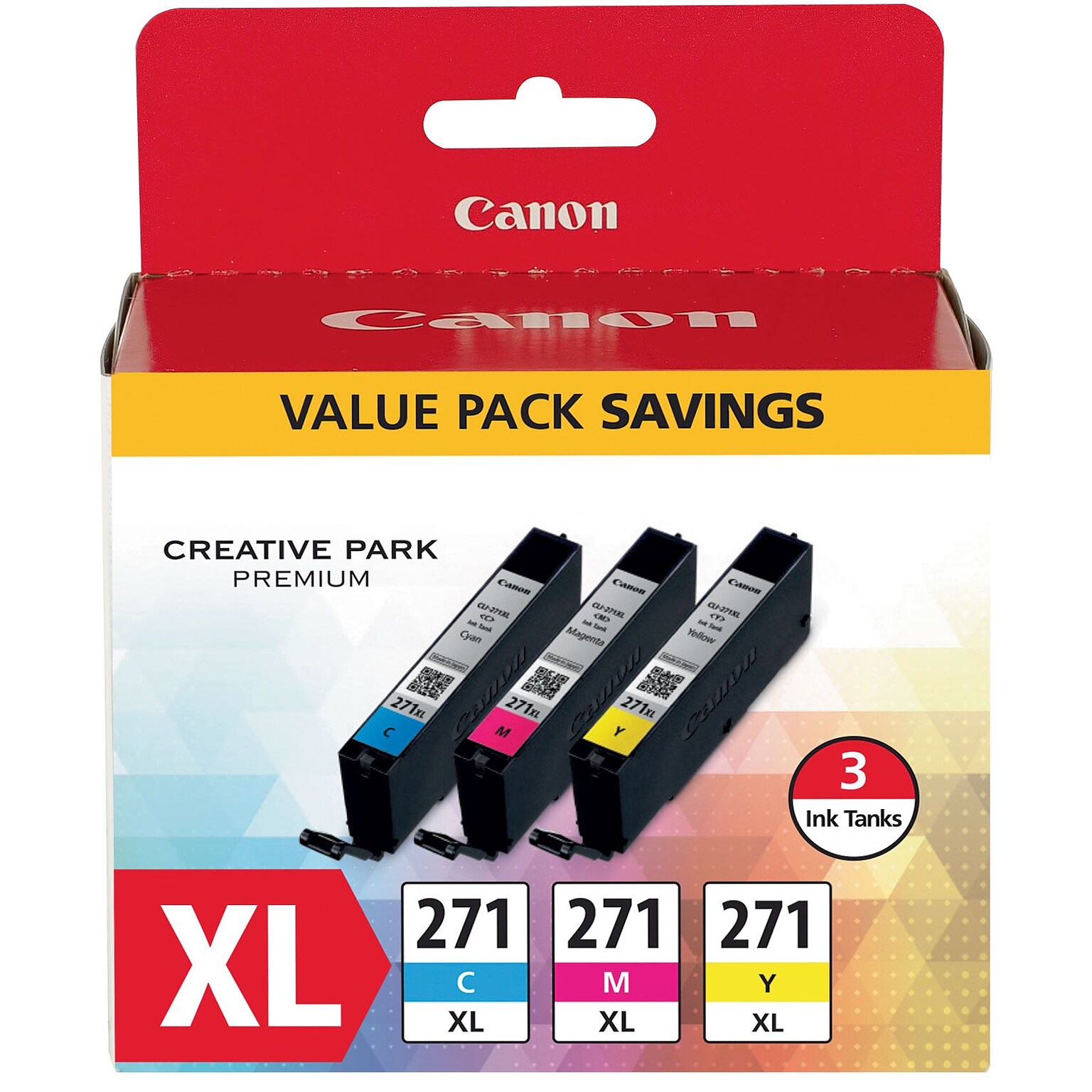 Canon 271 Cyan/Magenta/Yellow Ink Cartridge, 3/Pack   (0337C005)