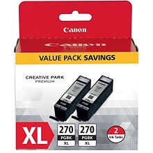 Canon 270 XL Black High Yield Ink, 2/Pack (0319C005)