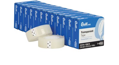Quill Brand® Transparent Tape, Glossy Finish, 3/4" x 1296" Roll, 12 Pack (765004PK)