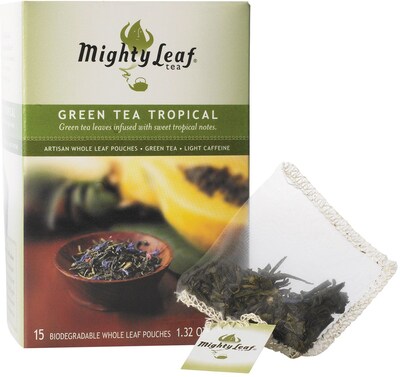 Mighty Leaf® Whole Leaf Tea Pouches, Green Tea Tropical, 15/Box