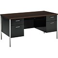 HON® 34000 Series in Mocha, Desk with Double Pedestal