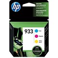 HP 933 Cyan/Magenta/Yellow Standard Yield Ink Cartridge, 3/Pack (N9H56FN#140)