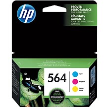 HP 564 Cyan/Magenta/Yellow Standard Yield Ink Cartridge, 3/Pack (N9H57FN#140)