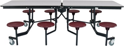 NPS® 8 Rectangular Cafeteria Table w/ 8 Stools, Grey/Burgundy