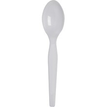 Dixie Plastic Teaspoon 6”, Heavy-Weight, White, 100/Box (TH207)