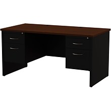 Quill Brand® Modular Double Pedestal Desk, Black/Walnut, 30x60