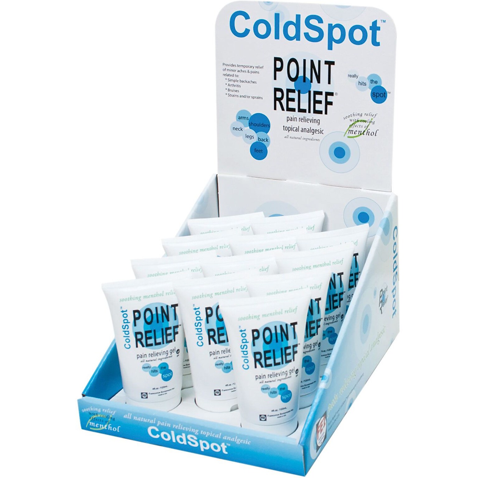 Point Relief® ColdSpot™ Gel Tubes; 12-Set with Retail Display