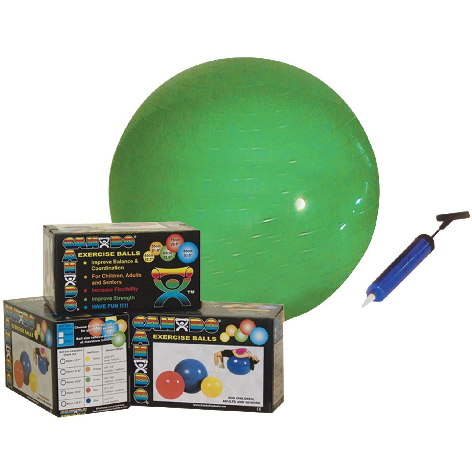 CanDo® Inflatable Exercise Ball Economy Set; 26 (65 cm) Ball