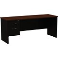 Quill Brand® Modular Desk Left Hand Single Pedestal Credenza, Black/Walnut, 24Dx72W
