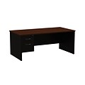 Modular Left Single Pedestal Desk, Black/Walnut, 36Dx72W