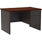 Quill Brand® Modular Right Single Pedestal Desk, Charcoal/Mahogany, 30"Dx48"W