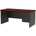 Quill Brand® Modular Right Single Pedestal Desk, Charcoal/Mahogany, 30Dx66W