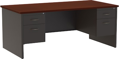 Quill Brand® 72 Modular Double Pedestal Desk, Charcoal/Mahogany (UN28422)