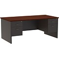 Quill Brand® 72 Modular Double Pedestal Desk, Charcoal/Mahogany (UN28422)