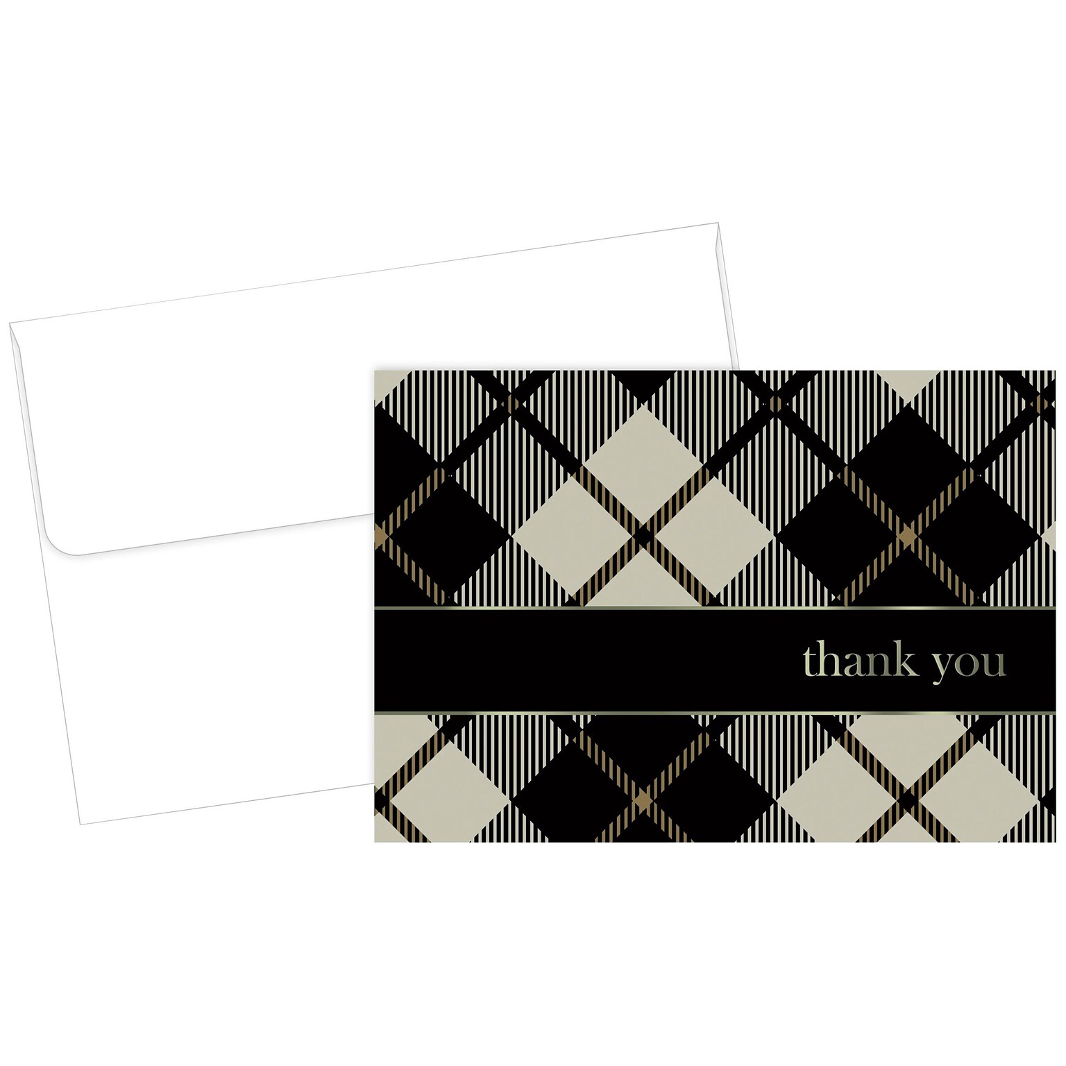 Great Papers! Black Plaid Thank You Note Card, 4.875 x 3.375, 24 count, (2015071)