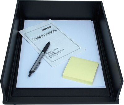 Victor Technology Wood Midnight Black Stackable Front-Loading Letter Tray (1142-5)