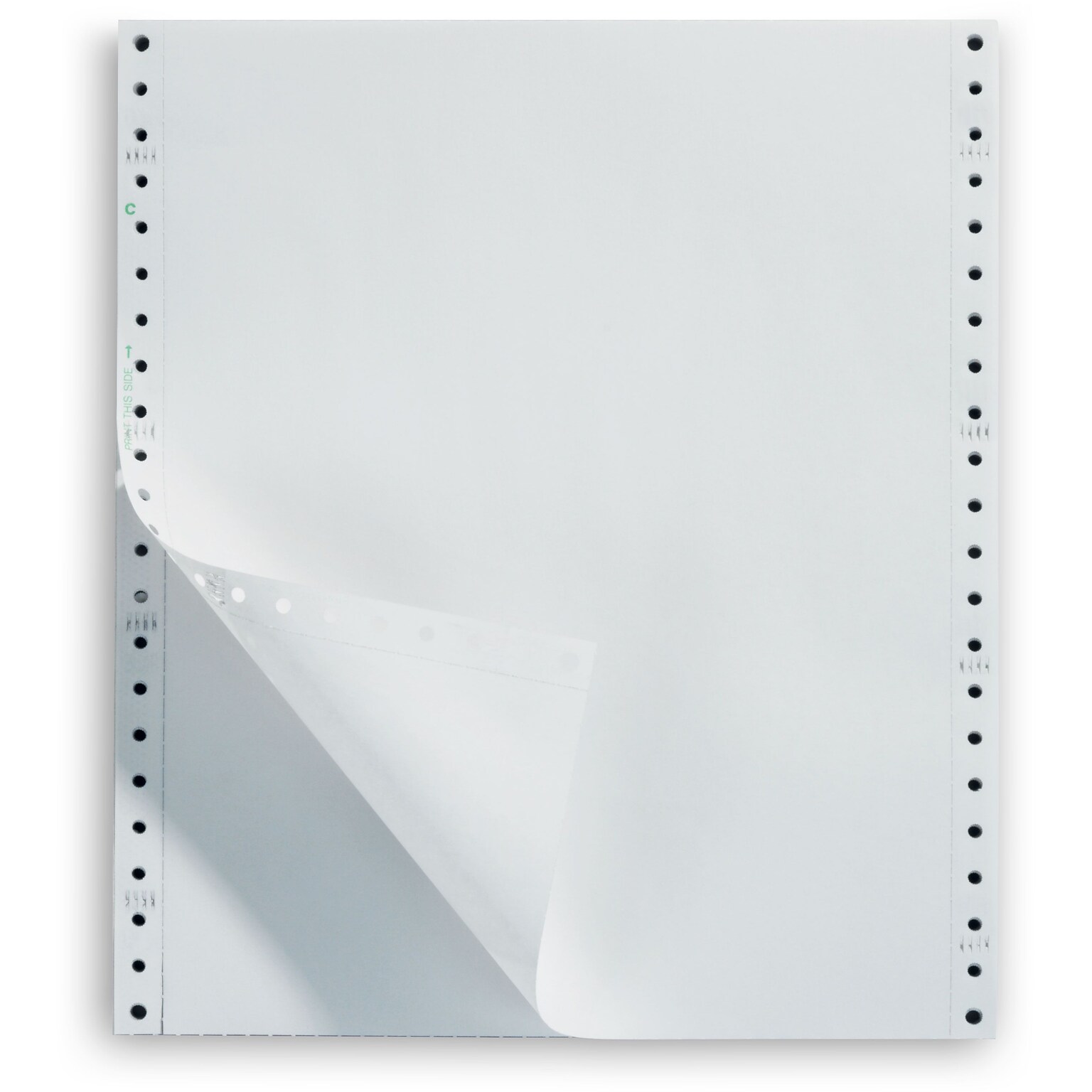 White Continuous Form Paper, 1-Part, 18 lb., 9-1/2x11, 2,500/Box, Recycled