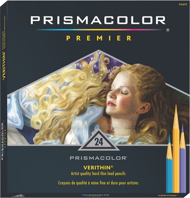Prismacolor Premier Verithin Colored Pencils, Assorted Colors, 24 Pencils/Pack (02427)