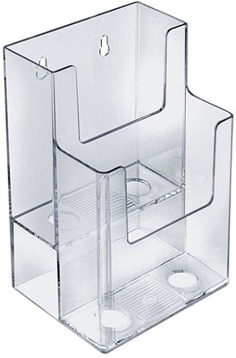 Azar Two-Tier, Two-Pocket Trifold Brochure Holder, 4.625 x 3.625 x 7, Clear, 2/Pack