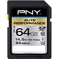 PNY Elite Performance 64 GB High Speed SDXC Class 10 UHS-I, U3 up to 95 MB/Sec Flash Card