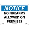 Notice Signs; No Firearms Allowed On Premises, 10X14, Rigid Plastic