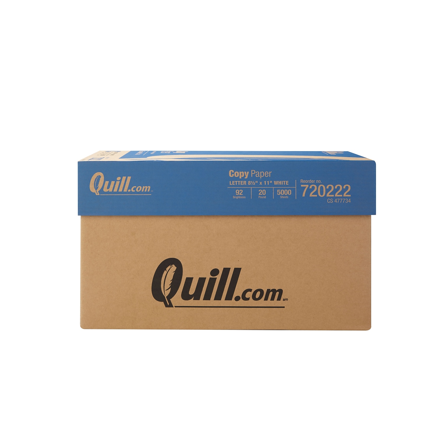 Quill Brand® 8.5 x 11 Copy Paper, 20 lbs., 92 Brightness, 500 Sheets/Ream, 10 Reams/CT (720222CT)