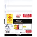 Five Star Reinforced Wide Ruled Filler Paper, 10-1/2 x 8, White, 100 Sheets/Pack (15000)
