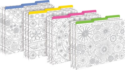 Barker Creek Color Me! In My Garden Decorative Letter-Sized File Folders, Multi-Design, 3-Tab, 12 per Package/4 Designs