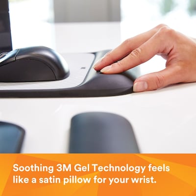 3M Mouse Pad with Gel Wrist Rest, Optical Mouse Performance, Battery Saving Design, Gel Comfort, Black (MW85B)