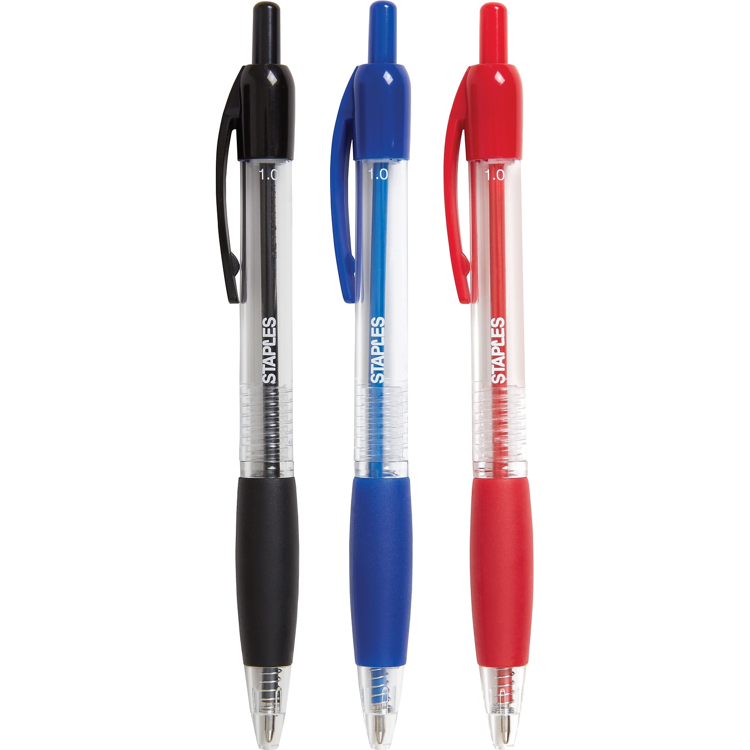 Staples® Retractable Ballpoint Pens, Medium Point, 1.0mm, Assorted, 50/Pack (50371-CC)