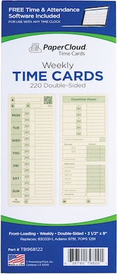 PaperCloud Weekly, Double Sided, 3 1/2 x 9, 220 pk, (TB968122)