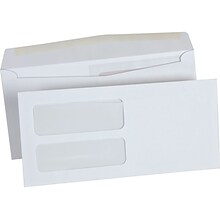 Quill Brand Gummed Double Window Envelope, 4 3/16 x 9, White, 1000/Box (710499)