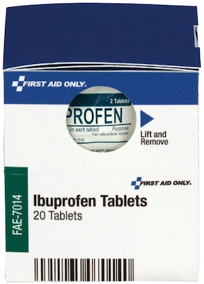 First Aid Only® PhysiciansCare® Ibuprofen Tablets, 200 mg, 2 Tablets/Packet, 10 Packets/Box (FAE-701