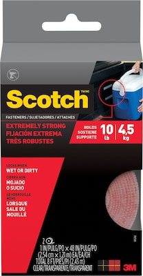 Scotch® Extreme Fasteners, Clear, 1 x 4
