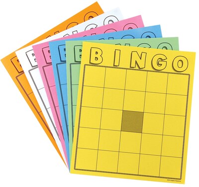 Blank Bingo Cards, Assorted Colors