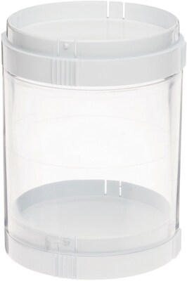 Deflecto Single Stacking Tower Canister, White/Clear, Each (201101CR)