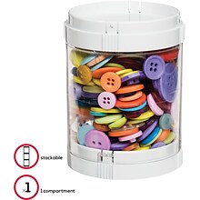 Deflecto Single Stacking Tower Canister, White/Clear, Each (201101CR)