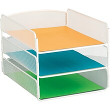 Safco Onyx Triple Tray Mesh Desk Organizer, White (3271WH)