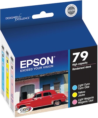 Epson T79 Light Cyan/Yellow/Light Magenta High Yield Ink Cartridge, 3/Pack