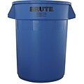 Rubbermaid Round Brute Trash Can Receptacle, Blue, 32 gal./121.12 liters