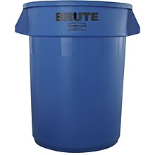 Rubbermaid Round Brute Trash Can Receptacle, Blue, 32 gal./121.12 liters