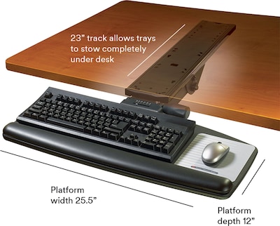 Easy Adjust Standard Keyboard Tray, 25-1/2w x 12d, Black