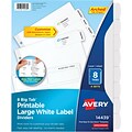 Avery Big Tab Printable Paper Dividers with Large White Labels, 8 Tabs, White, 4 Sets/Pack (14439)