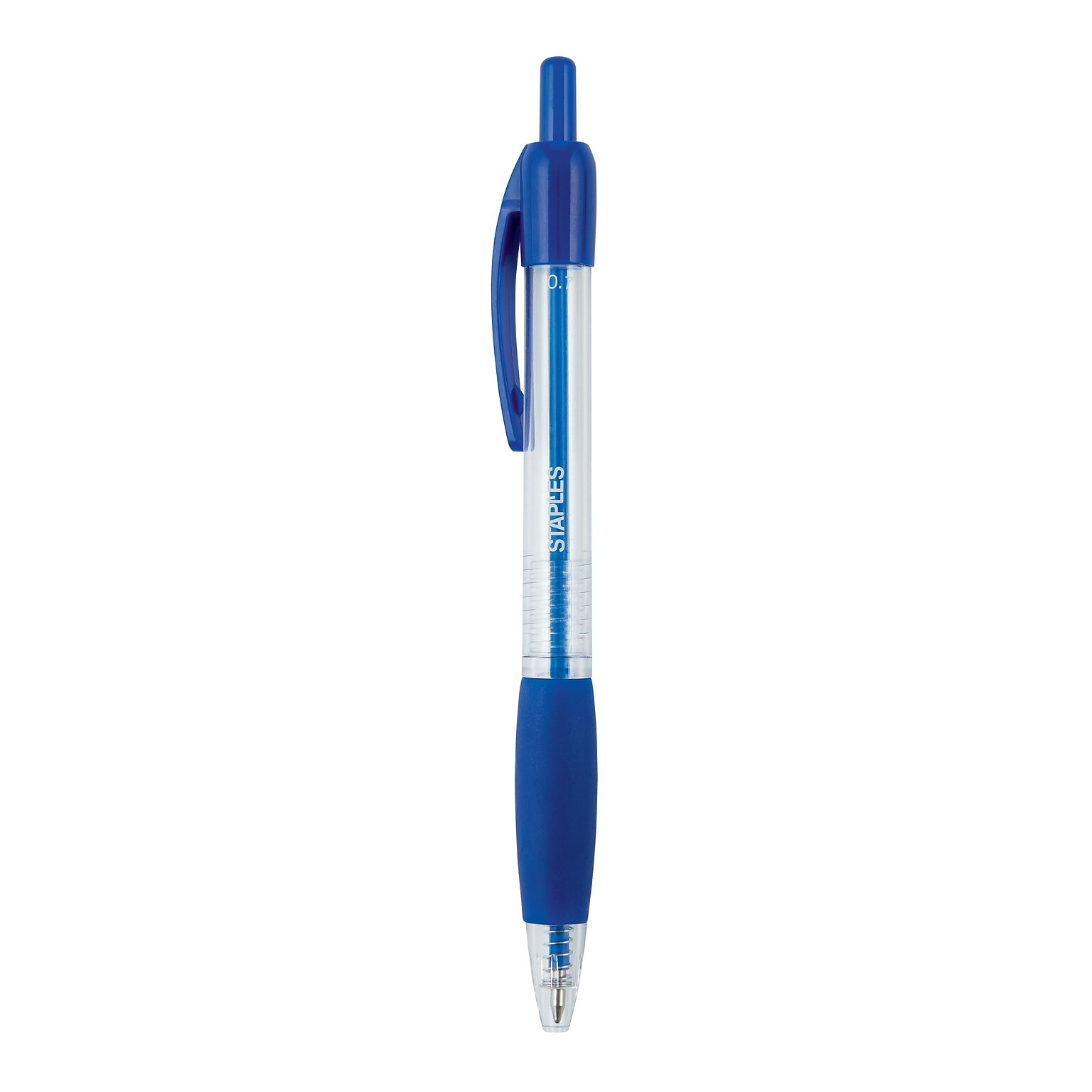 Staples® Retractable Ballpoint Pens, Fine Point, 0.7mm, Blue, 12/Pack (50788)