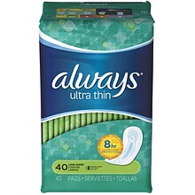 Always® Ultra Thin Pads, Super Long, 40/Pack, 6 Packs/Ct