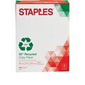 Staples 30% Recycled 8.5 x 11 Copy Paper, 20 lbs., 92 Brightness, 500 Sheets/Ream, 5 Reams/Carton